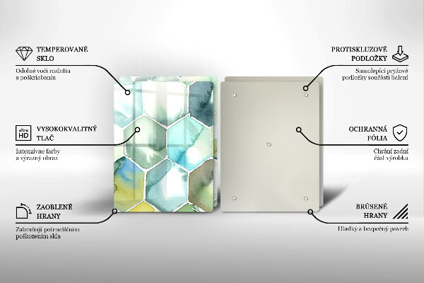 Tábua de vidro Hexágonos em aquarela