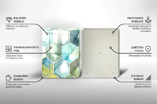 Tábua de vidro Hexágonos em aquarela