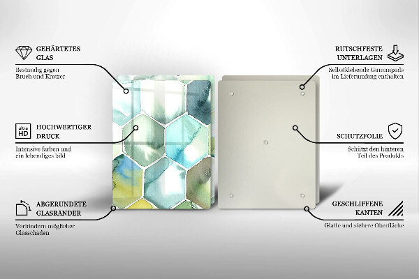 Tábua de vidro Hexágonos em aquarela