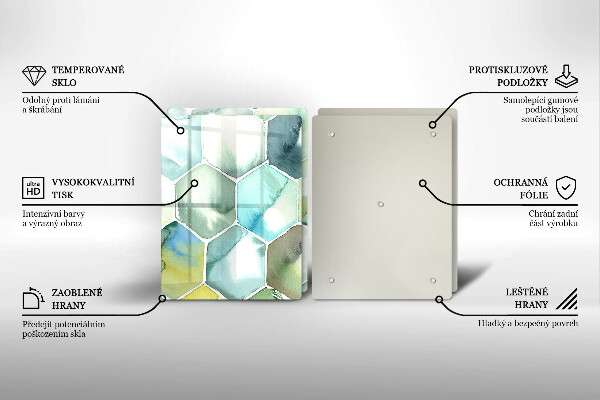 Tábua de vidro Hexágonos em aquarela