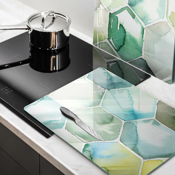 Tábua de vidro Hexágonos em aquarela