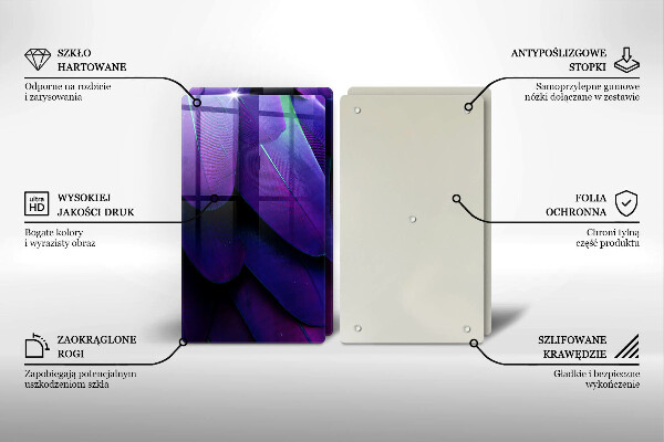 Tábua de cortar de vidro Penas de neon