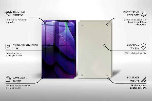 Tábua de cortar de vidro Penas de neon