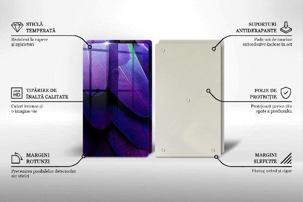 Tábua de cortar de vidro Penas de neon