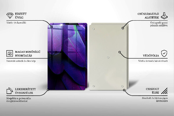 Tábua de cortar de vidro Penas de neon