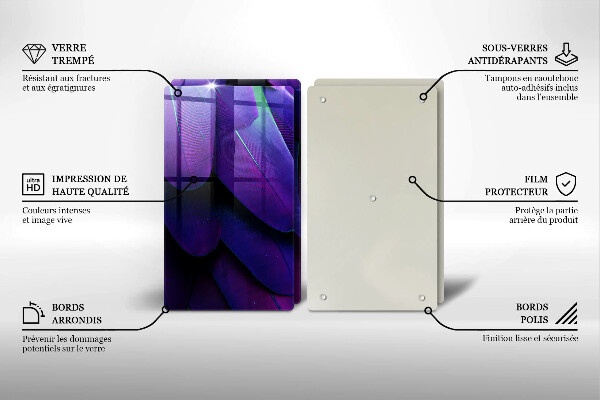 Tábua de cortar de vidro Penas de neon