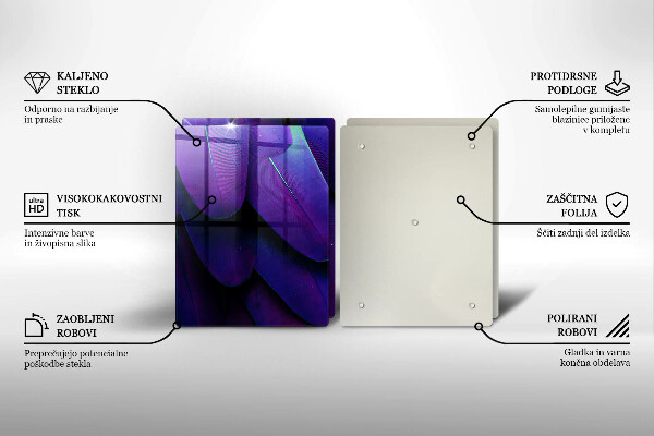 Tábua de cortar de vidro Penas de neon