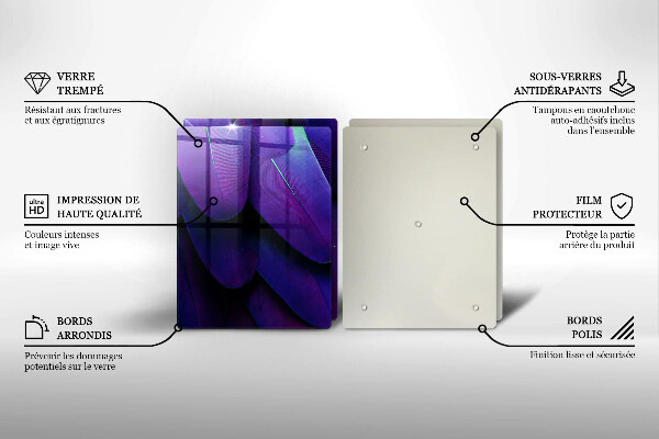 Tábua de cortar de vidro Penas de neon