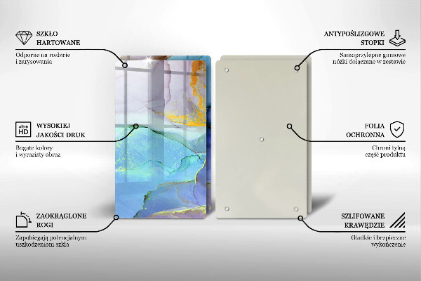 Tábua de cortar de vidro Ouro em pedra rachada