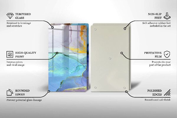 Tábua de cortar de vidro Ouro em pedra rachada