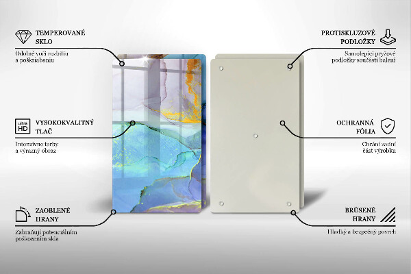 Tábua de cortar de vidro Ouro em pedra rachada