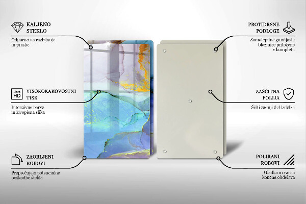 Tábua de cortar de vidro Ouro em pedra rachada