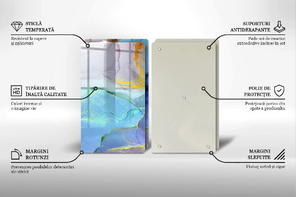 Tábua de cortar de vidro Ouro em pedra rachada