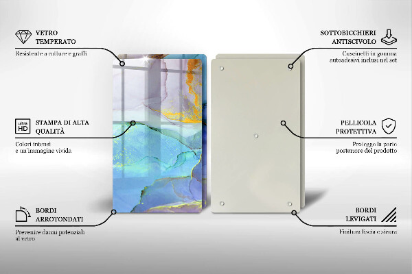 Tábua de cortar de vidro Ouro em pedra rachada