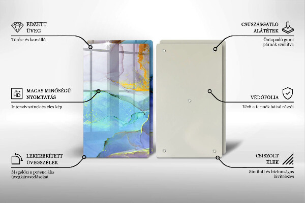 Tábua de cortar de vidro Ouro em pedra rachada