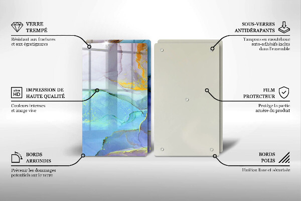 Tábua de cortar de vidro Ouro em pedra rachada
