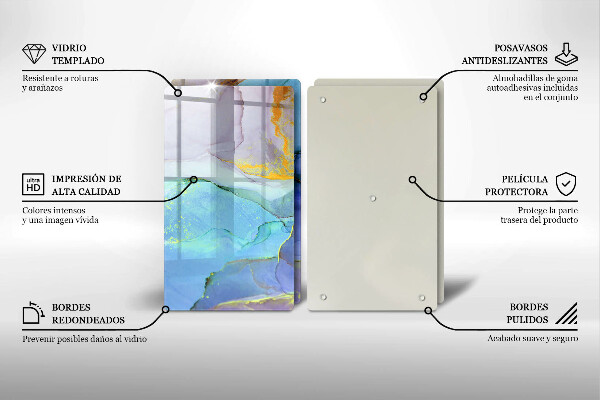 Tábua de cortar de vidro Ouro em pedra rachada