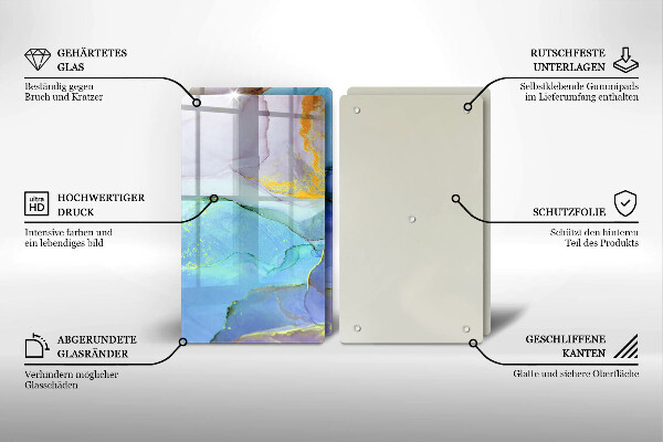 Tábua de cortar de vidro Ouro em pedra rachada