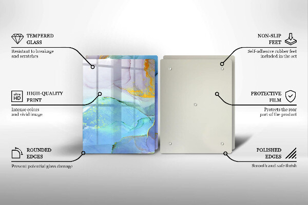 Tábua de cortar de vidro Ouro em pedra rachada