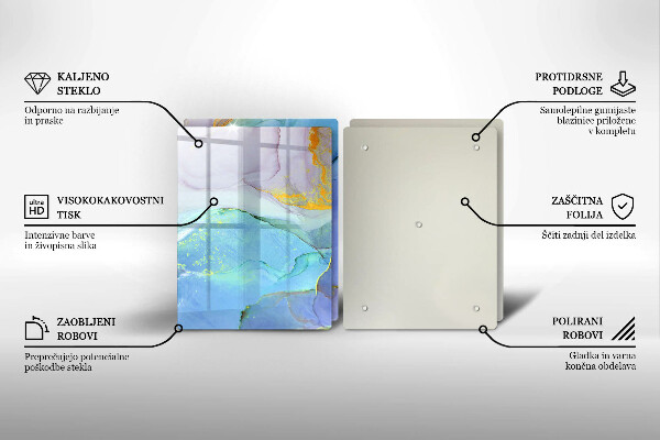 Tábua de cortar de vidro Ouro em pedra rachada