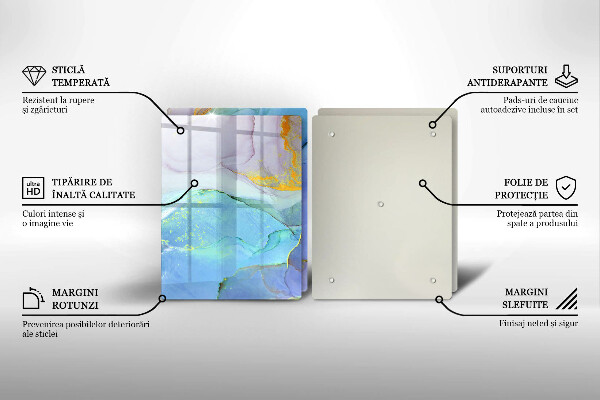 Tábua de cortar de vidro Ouro em pedra rachada