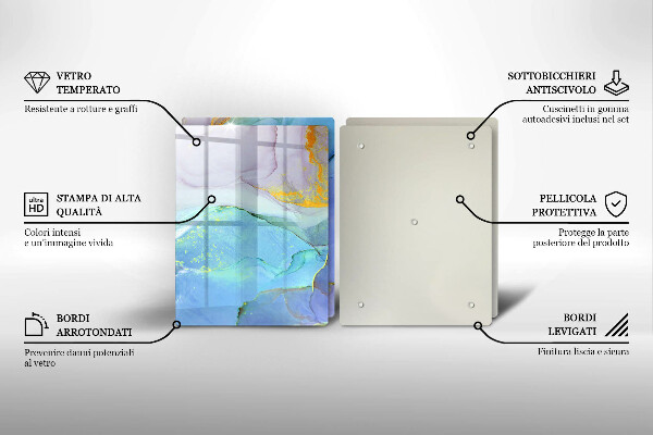 Tábua de cortar de vidro Ouro em pedra rachada