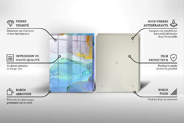 Tábua de cortar de vidro Ouro em pedra rachada