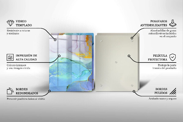 Tábua de cortar de vidro Ouro em pedra rachada