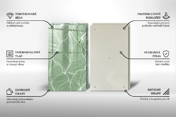 Tábua de cortar de vidro Folhas lineares