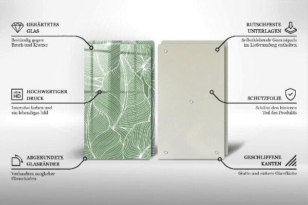 Tábua de cortar de vidro Folhas lineares