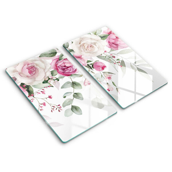 Tábua de vidro Rosas em aquarela