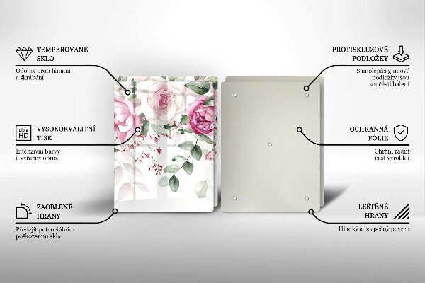 Tábua de vidro Rosas em aquarela