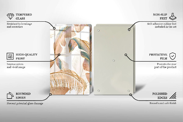 Tábua para cozinha Penas e folhas Boho