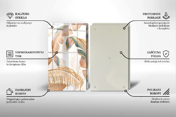 Tábua para cozinha Penas e folhas Boho