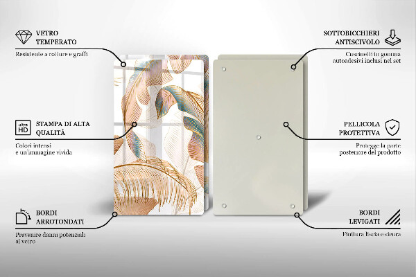 Tábua para cozinha Penas e folhas Boho