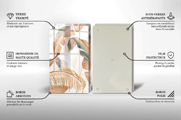 Tábua para cozinha Penas e folhas Boho