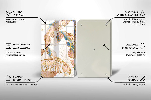 Tábua para cozinha Penas e folhas Boho