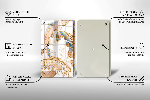 Tábua para cozinha Penas e folhas Boho