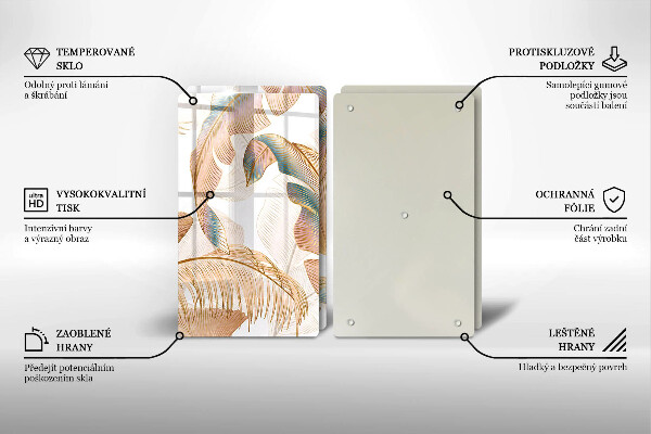 Tábua para cozinha Penas e folhas Boho