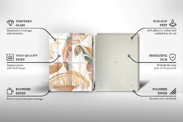 Tábua para cozinha Penas e folhas Boho