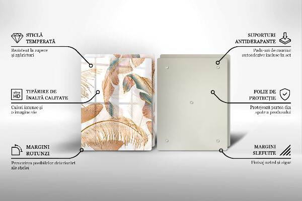 Tábua para cozinha Penas e folhas Boho