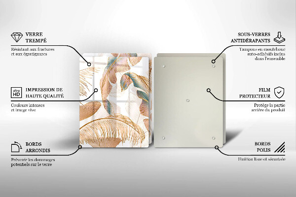 Tábua para cozinha Penas e folhas Boho