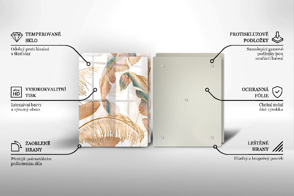 Tábua para cozinha Penas e folhas Boho