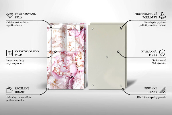 Tábua para cozinha Buquê de peônias