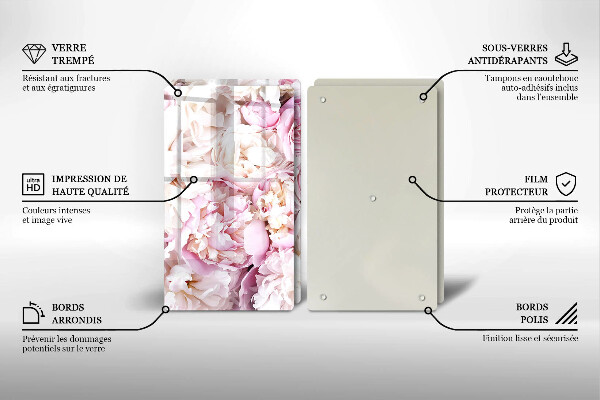 Tábua para cozinha Buquê de peônias