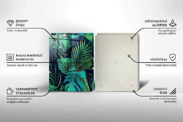 Tábua de cortar de vidro Ilustração de folhas da selva