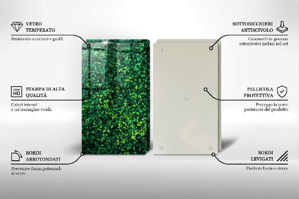 Tábua de corte de vidro Planta com folhas pequenas