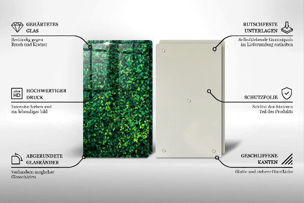 Tábua de corte de vidro Planta com folhas pequenas