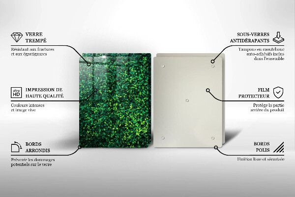 Tábua de corte de vidro Planta com folhas pequenas