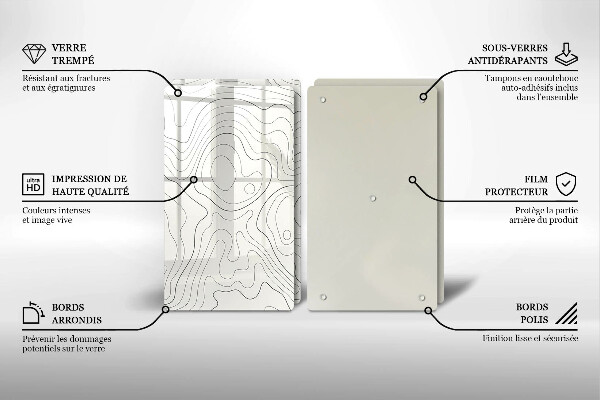 Tábua de vidro Design de arte de linha